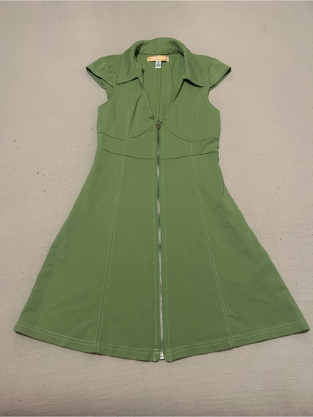 Urban Outfitters Green Zip-Front A-Line Mini Dress